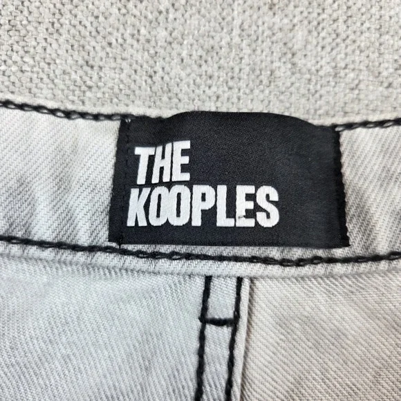 The Kooples Grey Distressed Button Fly Jeans Raw Hem Straight Leg Mens EU42 US32